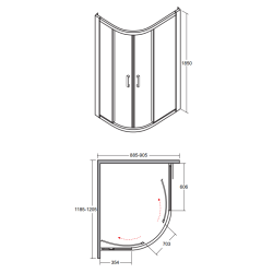 Kabina prysznicowa asymetryczna Modern 185 120x90 cm transparentna