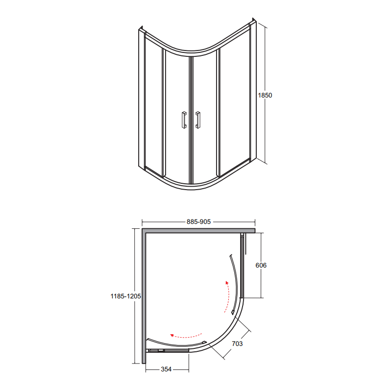 Kabina prysznicowa asymetryczna Modern 185 120x90 cm transparentna