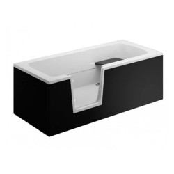 Wanna Polimat VOVO 160x75 Akrylowa Czarna z Drzwiami i Syfonem