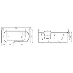 Elegancka wanna z drzwiami Vovo 180x80 cm dla seniorów i osób z niepełnosprawnościami