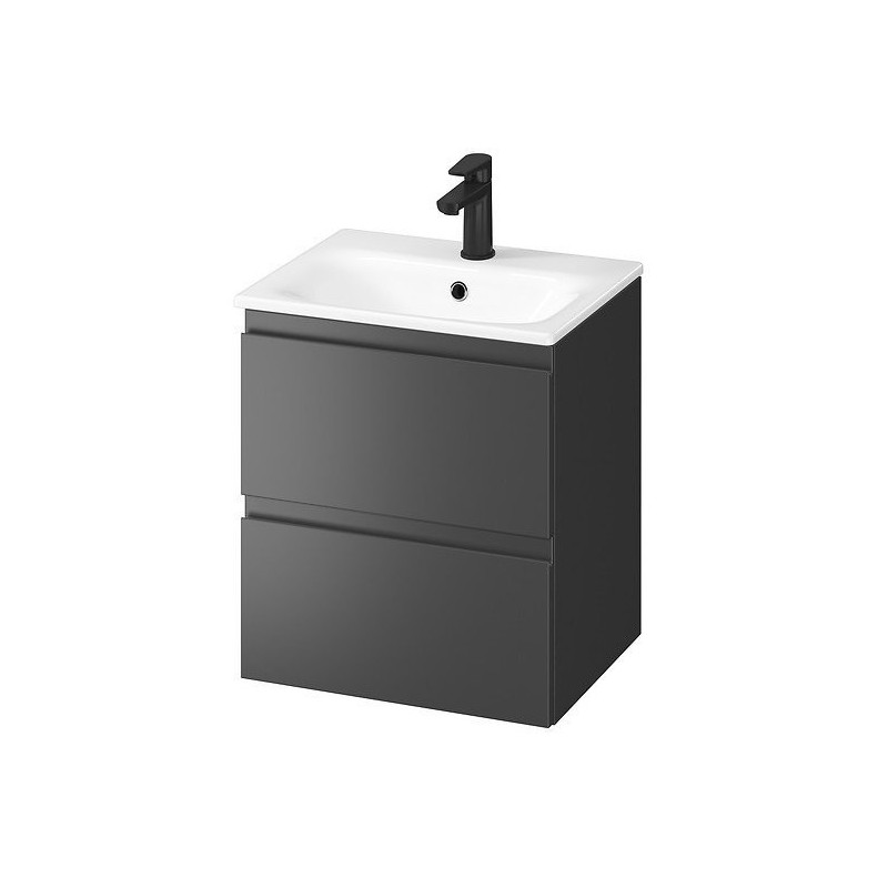 Elegancka Szafka Z Umywalką MODUO 50 w Głębokim Antracycie