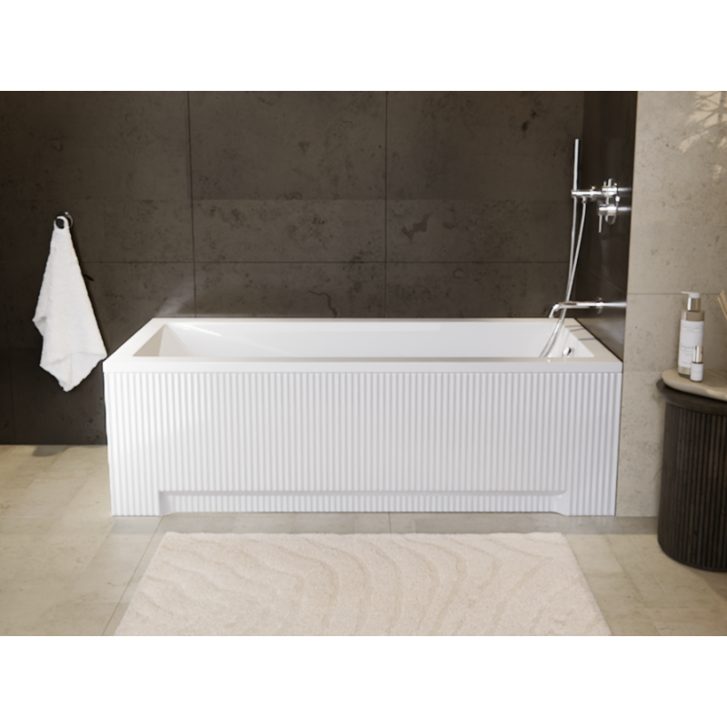 Besco Modern wanna 180x80 akrylowa z obudową ryflowana z nóżkami i syfonem