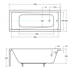Wanna akrylowa Besco Modern 180x80 czarna z syfonem i nogami