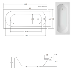 Besco Wanna Intrica 150x75 z syfonem i nóżkami