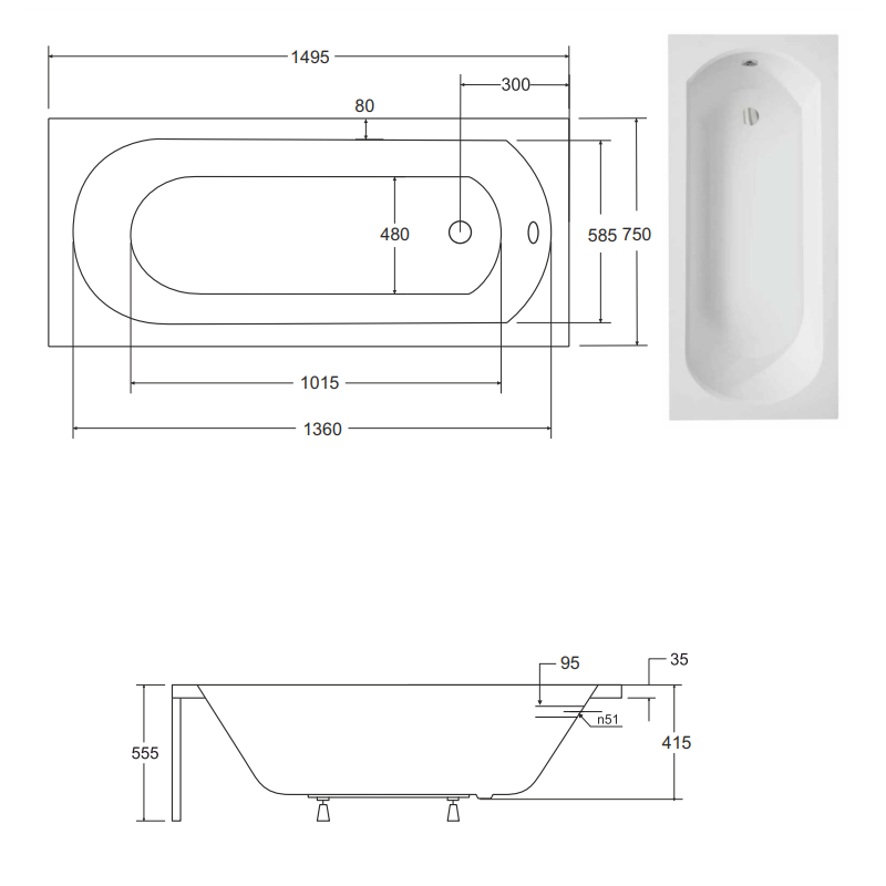 Besco Intrica 160x70 akrylowa w zestawie z nogami i syfonem