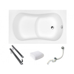 Besco Aria 120 wanna z siedziskiem akrylowa z obudową, z nóżkami i syfonem