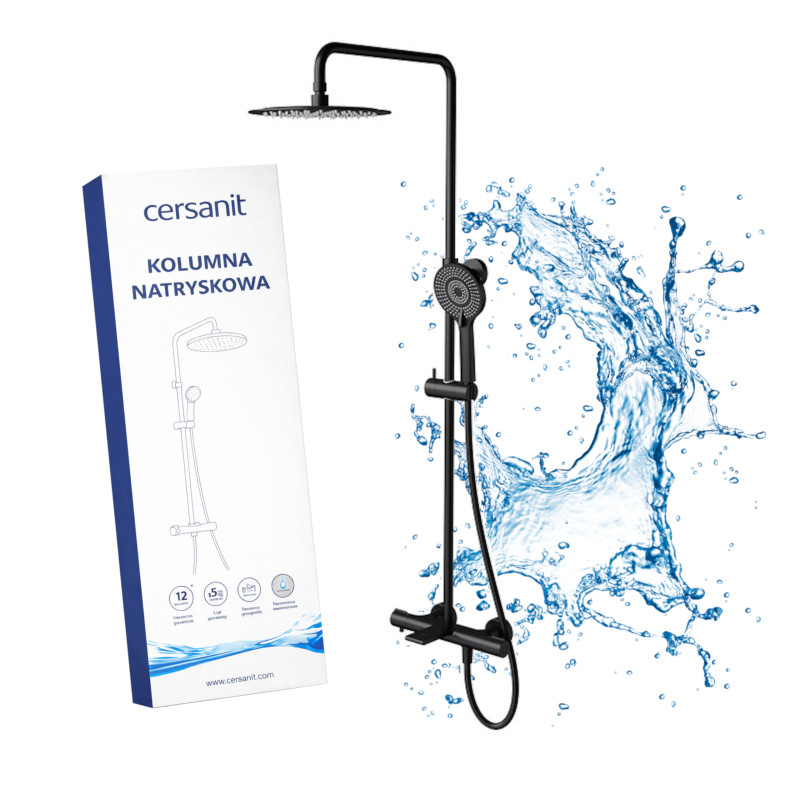 Cersanit Virgo Kolumna Natryskowa z Wylewką - Czarne