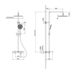 Cersanit Virgo Kolumna Natryskowa z Wylewką - Czarne