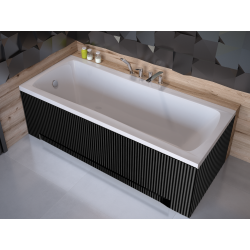 Wanna Akrylowa BESCO Optima 160x70 Czarna z Syfonem