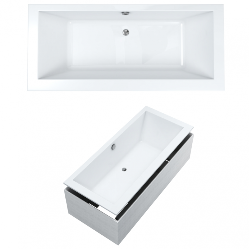 Wanna prostokątna do zabudowy Schedline VELLA SLIM 180x80 z nośnikiem