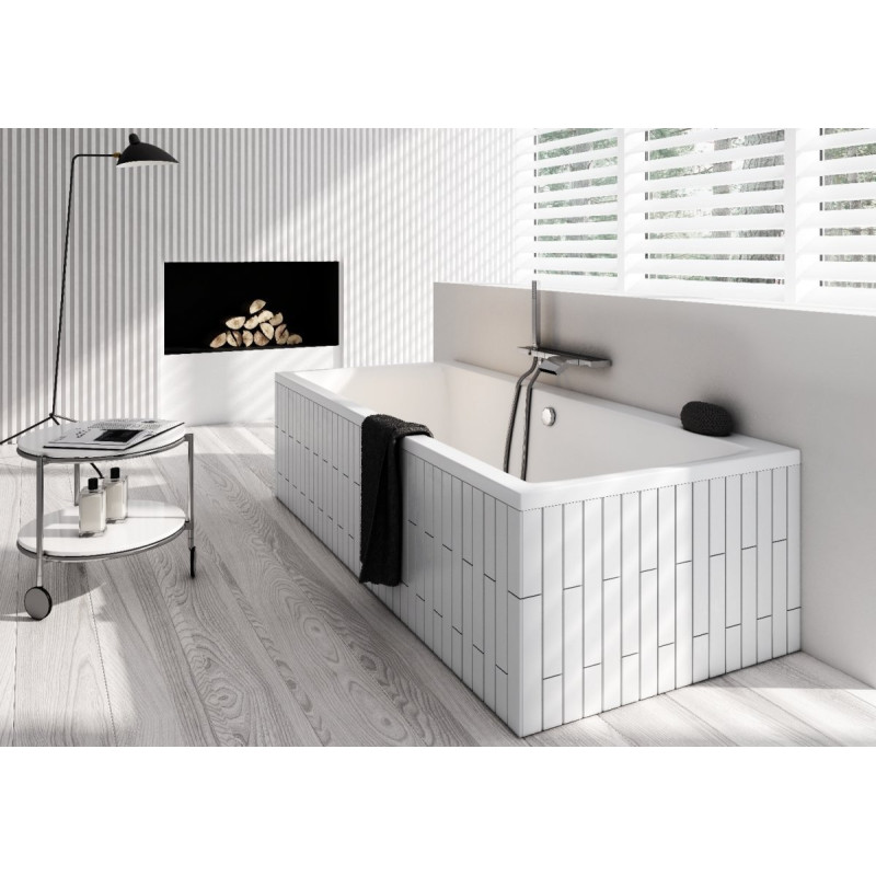 Wanna prostokątna do zabudowy Schedline VELLA SLIM 180x80 z nośnikiem