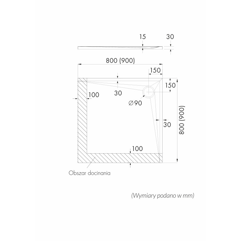 Schedline Brodzik kompozytowy Stabilsound Plus® Libra Smooth White 80x80x3 cm, kwadratowy, Gwarancja 15 lat