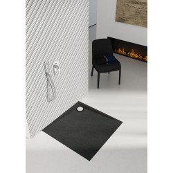 Schedline Brodzik kompozytowy Stabilsound Plus® Libra Black Stone 80x80x3 cm, kwadratowy, Gwarancja 15 lat
