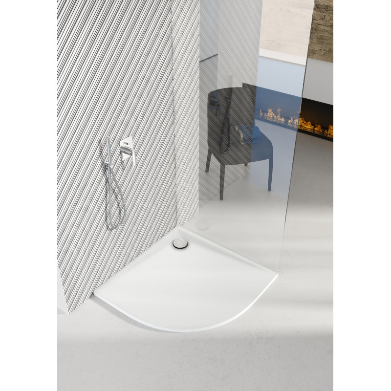 Schedline Brodzik kompozytowy Stabilsound Plus® Libra Smooth White 80x80x3 cm R55, półokrągły, Gwarancja 15 lat