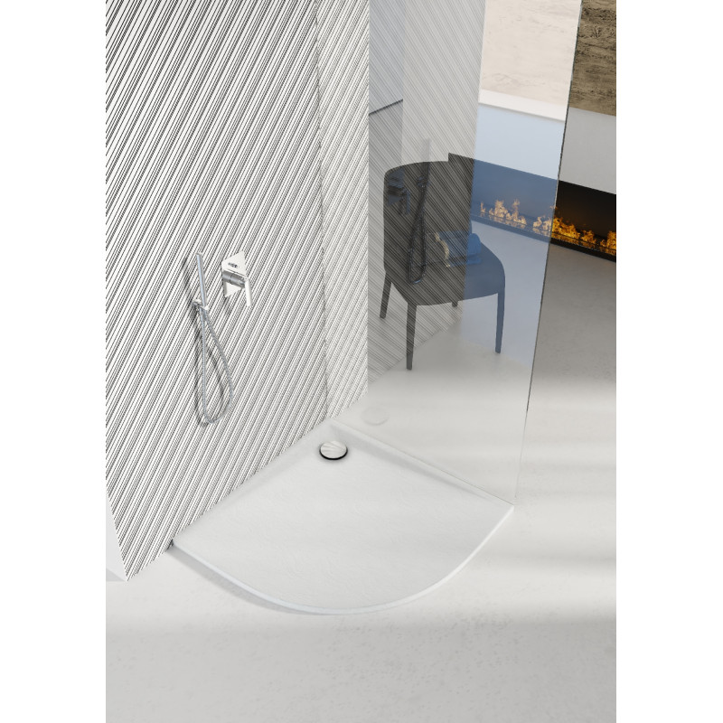 Schedline Brodzik kompozytowy Stabilsound Plus® Libra White Stone 80x80x3 cm R55, półokrągły, Gwarancja 15 lat