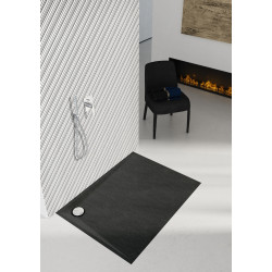 Schedline Brodzik kompozytowy Stabilsound Plus® Libra Black Stone 90x120x3 cm, prostokątny, Gwarancja 15 lat