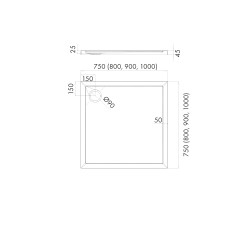 Schedline Brodzik kompozytowy Stabilsound Plus® Estima 80x80x4,5 cm, kwadratowy, Gwarancja 15 lat