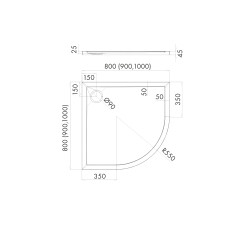 Schedline Brodzik kompozytowy Stabilsound Plus® Estima 80x80x4,5 cm R55, półokrągły, Gwarancja 15 lat