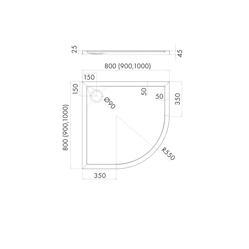 Schedline Brodzik kompozytowy Stabilsound Plus® Estima 90x90xx4,5 cm R55, półokrągły, Gwarancja 15 lat