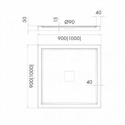 Schedline Brodzik kompozytowy Stabilsound Plus® Erida 90x90x5 cm, kwadratowy, Gwarancja 15 lat