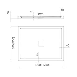 Schedline Brodzik kompozytowy Stabilsound Plus® Erida 80x100x5 cm, prostokątny, Gwarancja 15 lat