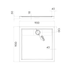 Schedline Brodzik kompozytowy Stabilsound Plus® Charis 90x90x5 cm, kwadratowy, Gwarancja 15 lat