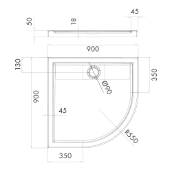 Schedline Brodzik kompozytowy Stabilsound Plus® Charis 90x90x5 cm R55, półokrągły, Gwarancja 15 lat