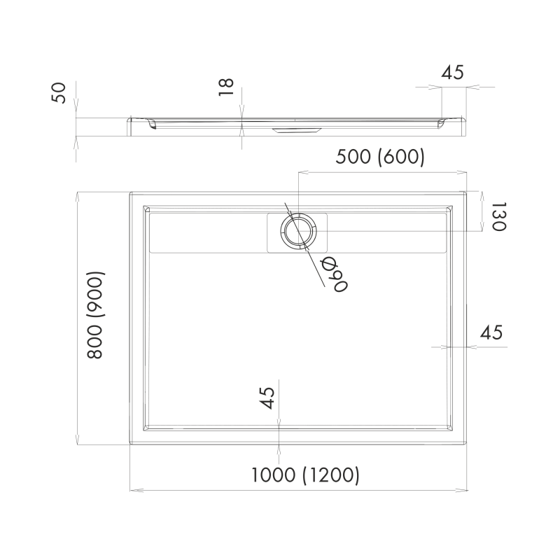 Schedline Brodzik kompozytowy Stabilsound Plus® Charis 80x100x5 cm, prostokątny, Gwarancja 15 lat