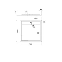 Schedline Brodzik kompozytowy Stabilsound Plus® Estra 90x90x4,5 cm, kwadratowy, Gwarancja 15 lat