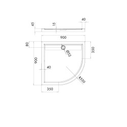 Schedline Brodzik kompozytowy Stabilsound Plus® Estra 90x90x4,5 cm R55, półokrągły, Gwarancja 15 lat