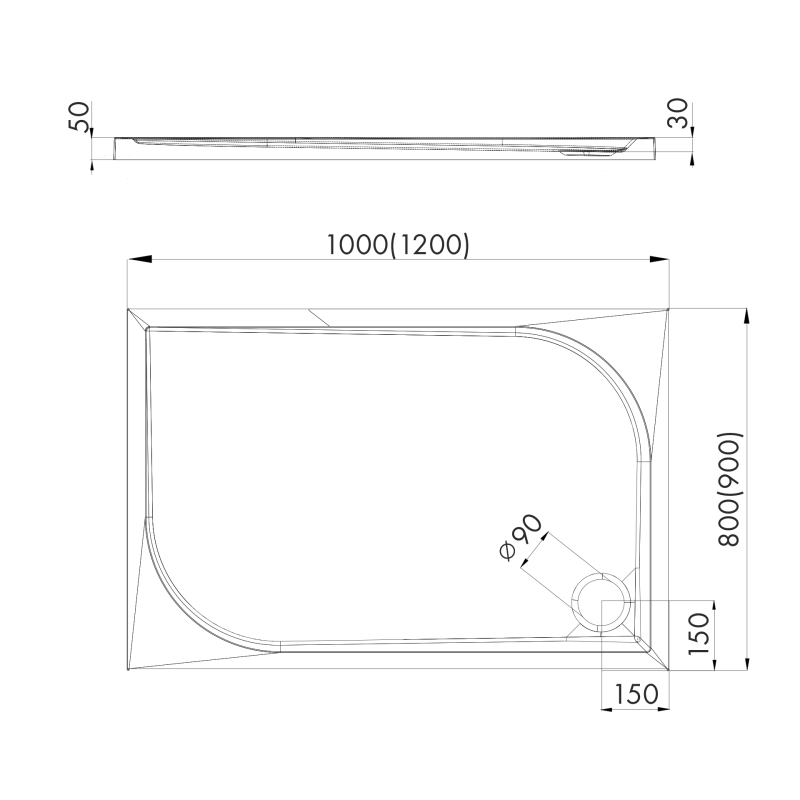 Schedline Brodzik kompozytowy Stabilsound Plus® Canes 90x120x5 cm, prostokątny, Gwarancja 15 lat