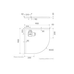 Schedline Brodzik kompozytowy Stabilsound Plus® Protos Black Stone 90x90x3,5 cm R55, półokrągły, Gwarancja 15 lat