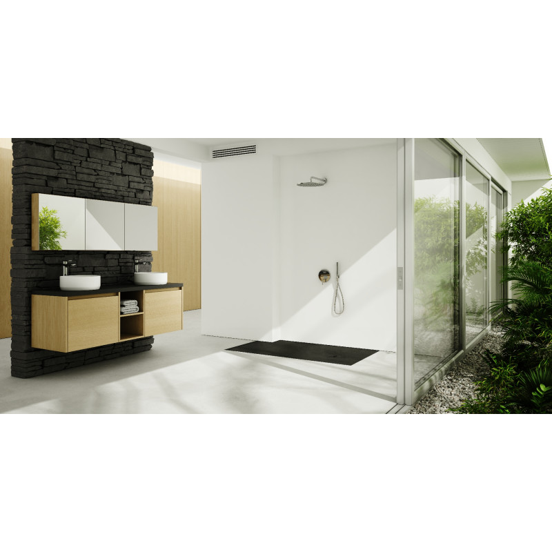 Schedline Brodzik kompozytowy Stabilsound Plus® Protos Black Stone 90x90x3,5 cm R55, półokrągły, Gwarancja 15 lat