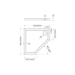 Schedline Brodzik kompozytowy Stabilsound Plus® Estima 90x90x5 cm, pięciokątny, Gwarancja 15 lat