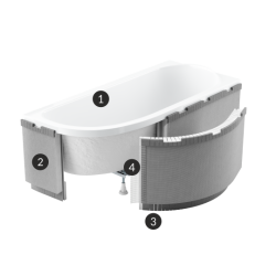 Obudowa uniwersalna do wanien prostokątnych (max 200x100x60 cm) i półokrągłych (max 290x60 cm)