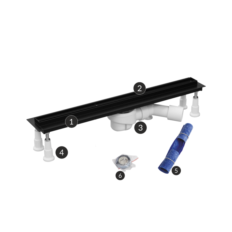 Odpływ liniowy Slight Line Black 70x3,5x9,5 cm z maskownicą Slight-Plate Black