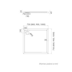 Schedline Brodzik akrylowy Sharper Cement Stone 80x80x4,5 cm, kwadratowy, Gwarancja 7 lat