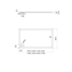 Schedline Brodzik akrylowy Sharper Cement Stone 90x120x4,5 cm, prostokątny, Gwarancja 7 lat