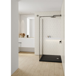 Schedline Brodzik akrylowy Sharper Black Stone 80x80x4,5 cm, kwadratowy, Gwarancja 7 lat