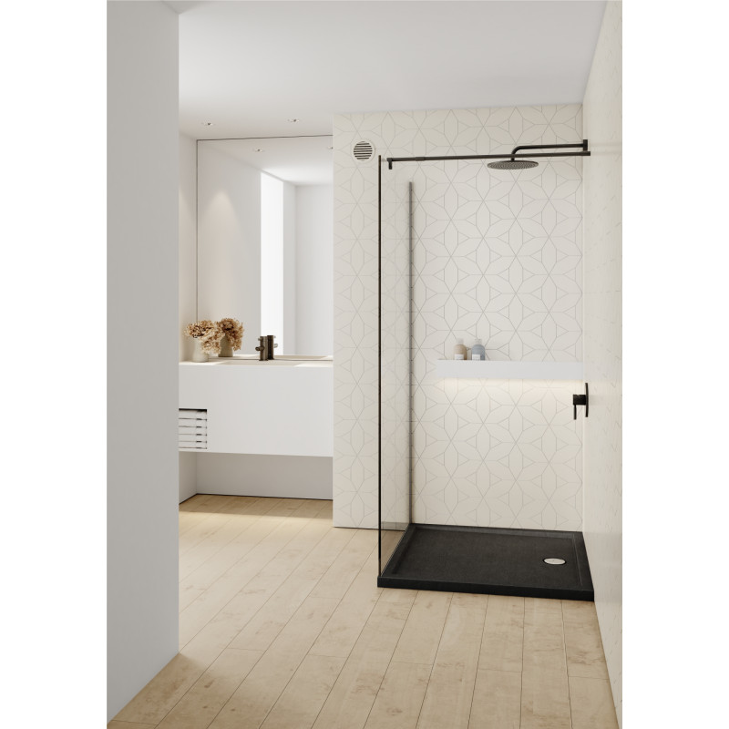 Schedline Brodzik akrylowy Sharper Black Stone 80x80x4,5 cm, kwadratowy, Gwarancja 7 lat