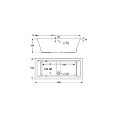wanna akrylowa Stabilsound Plus® Vella 2.0 190x90x57 cm, prostokątna ze stelażem