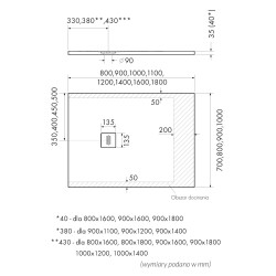 Schedline Brodzik kompozytowy Stabilsound Plus® Protos Cashemere Stone 90x100x3,5 cm, prostokątny, Gwarancja 15 lat