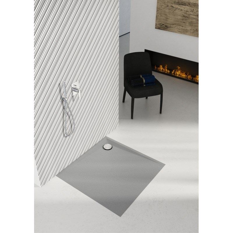 Schedline Brodzik kompozytowy Stabilsound Plus® Libra Cement Stone 80x80x3 cm, kwadratowy, Gwarancja 15 lat