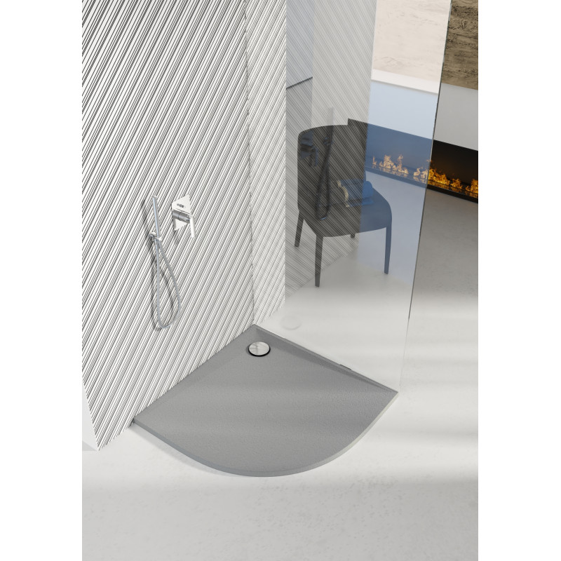 Schedline Brodzik kompozytowy Stabilsound Plus® Libra Cement Stone 90x90x3 cm R55, półokrągły, Gwarancja 15 lat