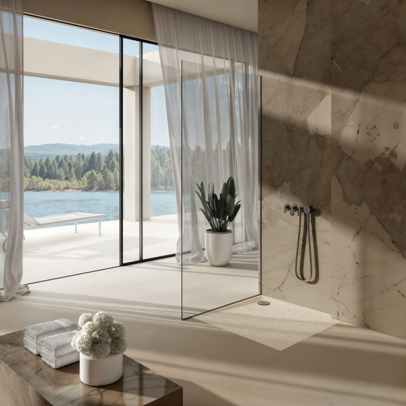 Schedline Brodzik kompozytowy Stabilsound Plus® Libra Cashmere Stone 90x90x3 cm, kwadratowy, Gwarancja 15 lat