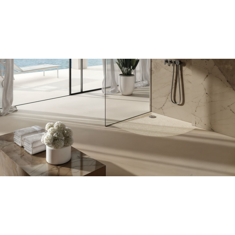 Schedline Brodzik kompozytowy Stabilsound Plus® Libra Cashmere Stone 80x80x3 cm R55, półokrągły, Gwarancja 15 lat