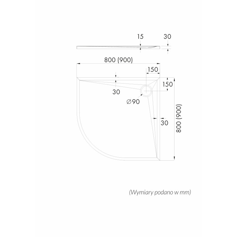 Schedline Brodzik kompozytowy Stabilsound Plus® Libra Cashmere Stone 90x90x3 cm R55, półokrągły, Gwarancja 15 lat