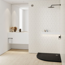 Schedline Brodzik akrylowy Sharper Black Stone 80x80x4,5 cm R55, półokrągły, Gwarancja 7 lat