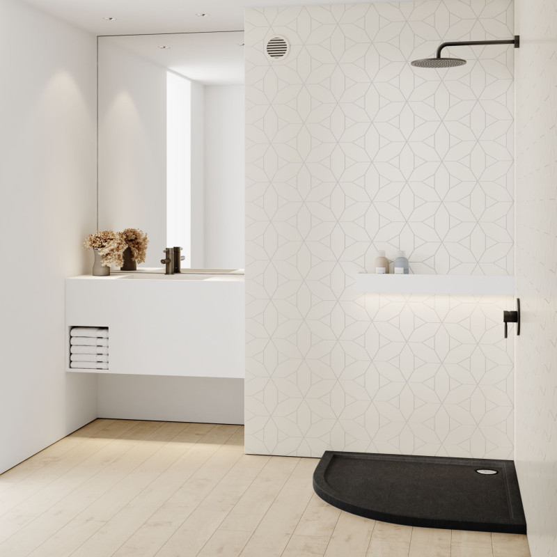 Schedline Brodzik akrylowy Sharper Black Stone 90x90x4,5 cm R55, półokrągły, Gwarancja 7 lat