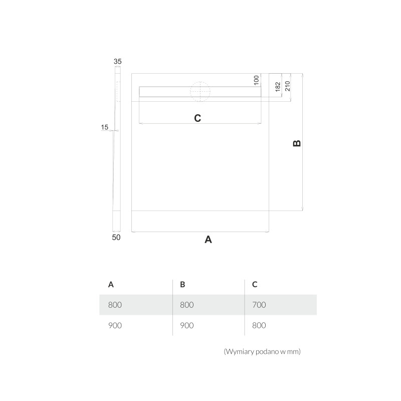Brodzik podpytkowy Stabilsound Plus® 130+50x90x5/12,5 cm, prostokątny z maskownicą Slight-Stamp